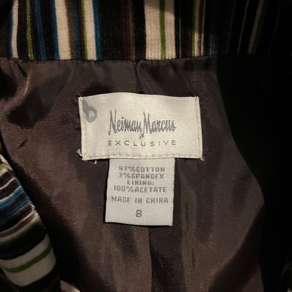 Vintage Neiman Marcus Velour Striped Single Breasted Blazer Jacket Women's Sz 8 - Picture 5 of 6